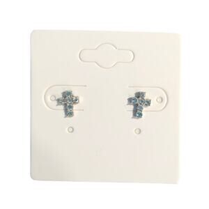 925 Sterling Silver Cross Stud Earrings Round Cut CZ Cubic Zirconia Posts